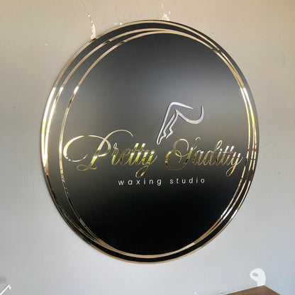 Custom Oval Sign For Business Decor | Black Background Mirror Sign