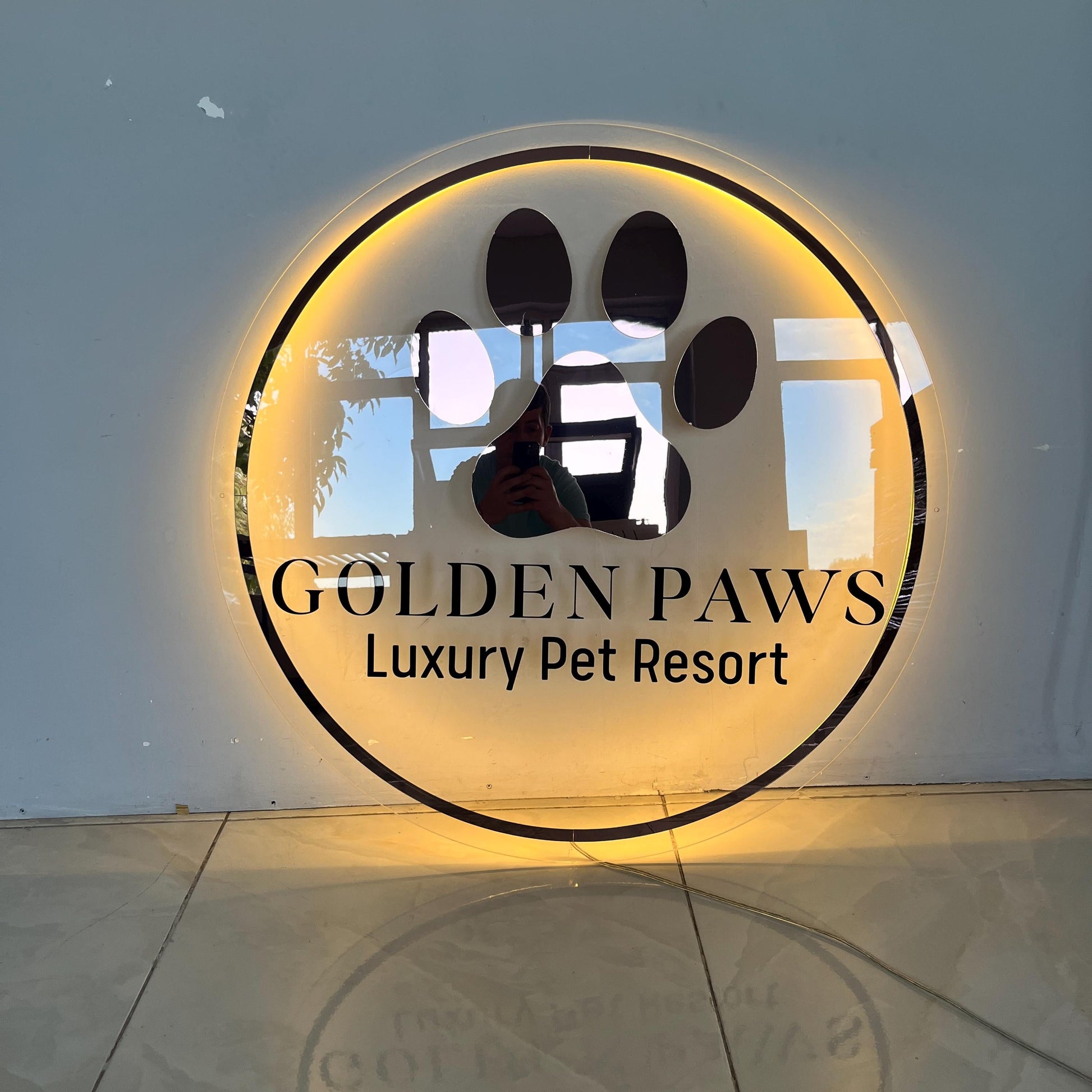 Custom Neon Sign For Business Decor | Acrylic Gold Mirror |
