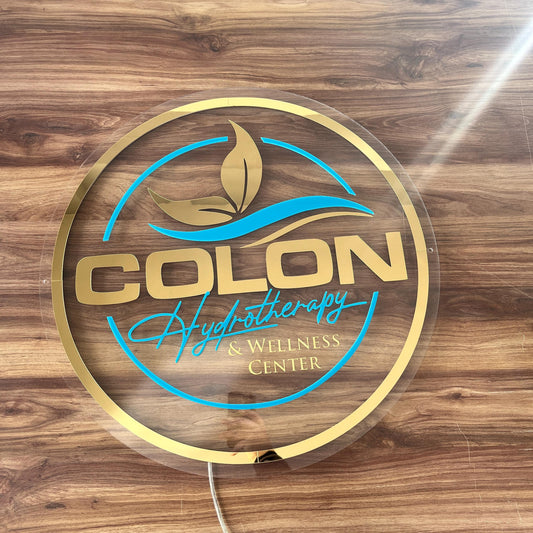 Custom Neon Sign For Business Decor | Clear Acrylic Gold Mirror Sign