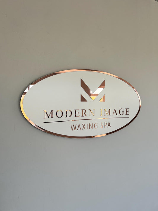 Custom Oval Sign For Business Decor | White Background Mirror Sign