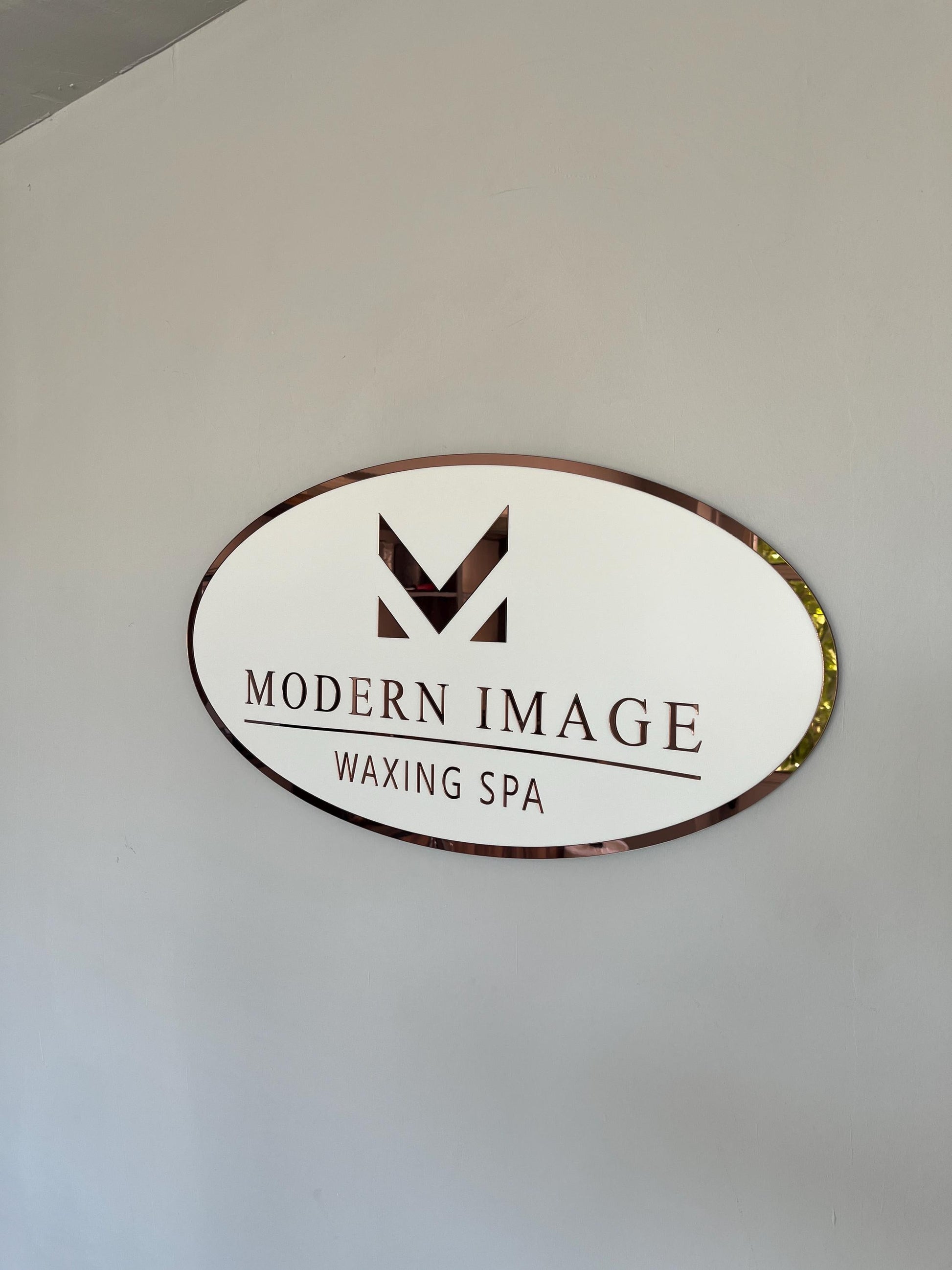 Custom Oval Sign For Business Decor | White Background Mirror Sign