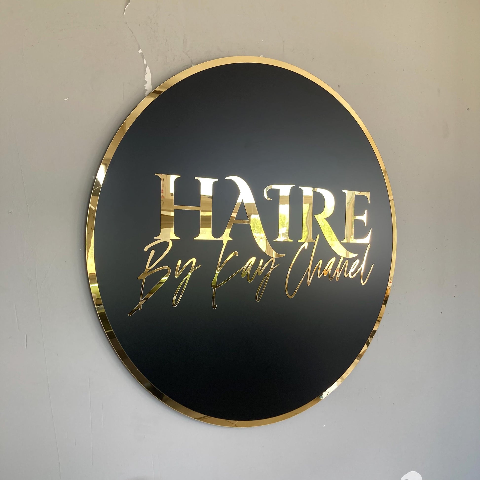 Custom Oval Sign For Business Decor | Black Background Mirror Sign
