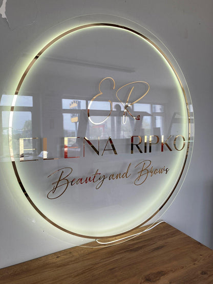 Custom 3D Business Logo Sign, Backlit Acrylic Sign, Personalized Business Name Sign, Salon Wall Decor, Office Sign, Storefront Sign