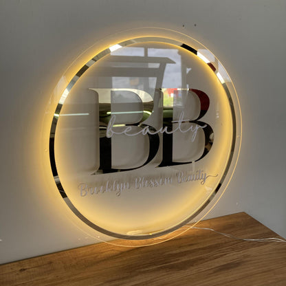 Custom 3D Business Logo Sign, Backlit Acrylic Sign, Personalized Business Name Sign, Salon Wall Decor, Office Sign, Storefront Sign