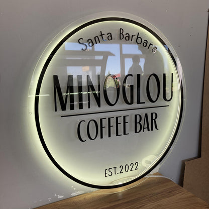 Custom 3D Business Logo Sign, Backlit Acrylic Sign, Personalized Business Name Sign, Salon Wall Decor, Office Sign, Storefront Sign