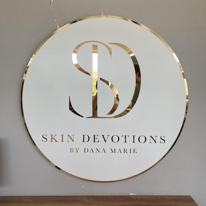 Business Round Mirror Logo Sign, Custom 3D Acrylic Sign, Modern Office Wall Decor, Personalized Company Logo, Reception Desk Sign