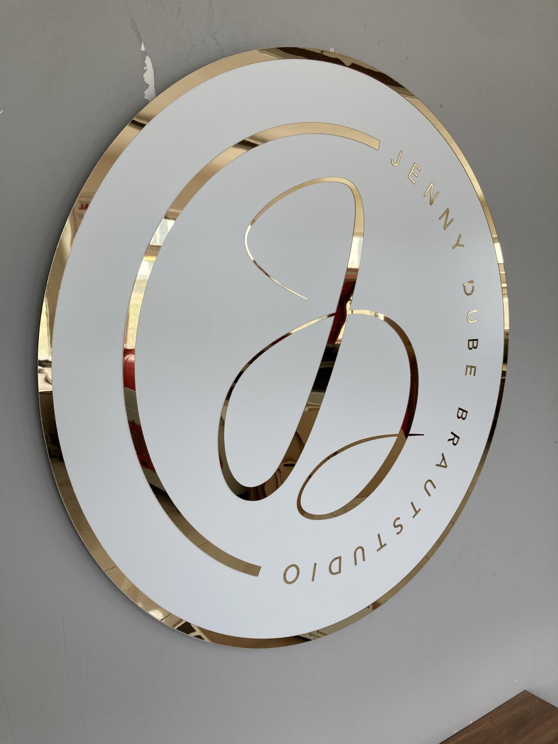 Business Round Mirror Logo Sign, Custom 3D Acrylic Sign, Modern Office Wall Decor, Personalized Company Logo, Reception Desk Sign