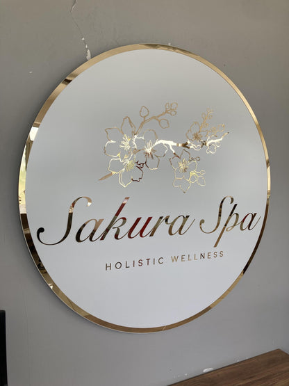 Business Round Mirror Logo Sign, Custom 3D Acrylic Sign, Modern Office Wall Decor, Personalized Company Logo, Reception Desk Sign