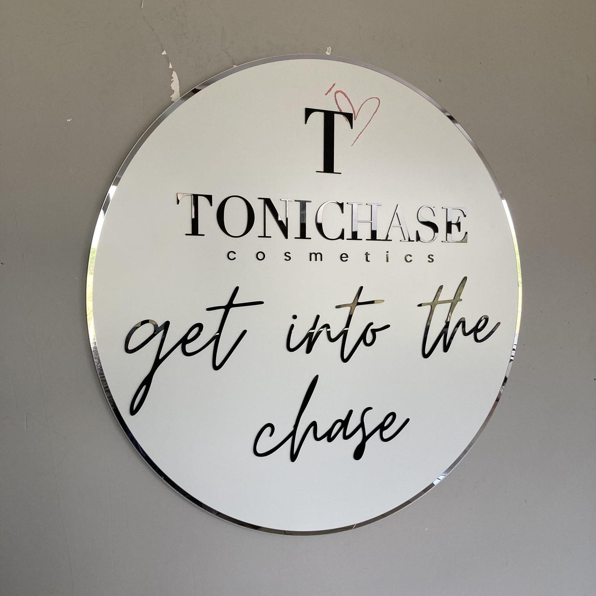 Business Round Mirror Logo Sign, Custom 3D Acrylic Sign, Modern Office Wall Decor, Personalized Company Logo, Reception Desk Sign
