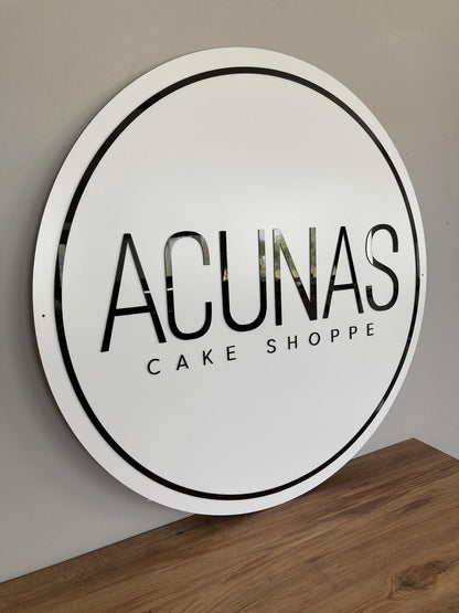 Business Mirror Logo Sign, Custom 3D Acrylic Sign, Modern Office Wall Decor, Personalized Company Logo, Reception Desk Sign