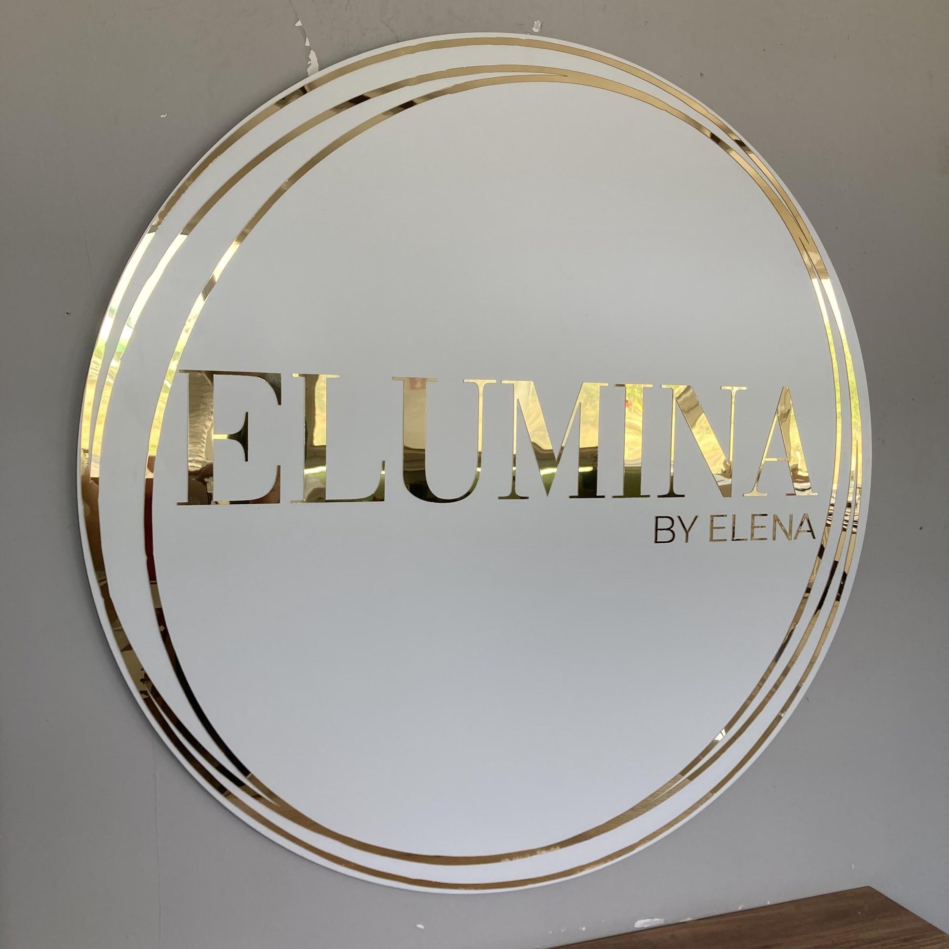Business Round Mirror Logo Sign, Custom 3D Acrylic Sign, Modern Office Wall Decor, Personalized Company Logo, Reception Desk Sign