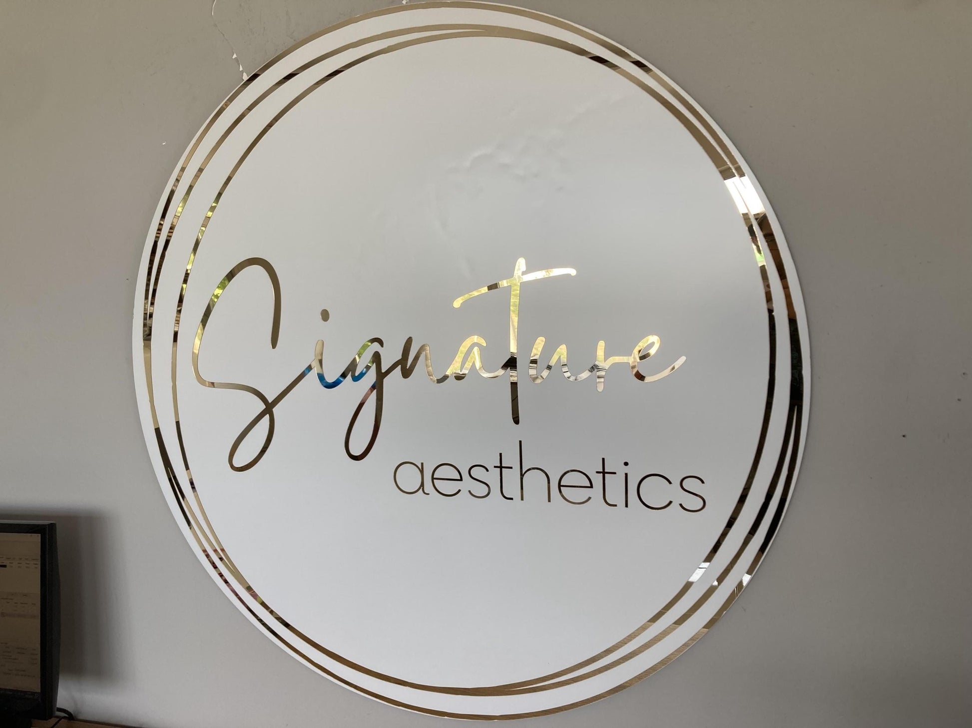 Business Round Mirror Logo Sign, Custom 3D Acrylic Sign, Modern Office Wall Decor, Personalized Company Logo, Reception Desk Sign