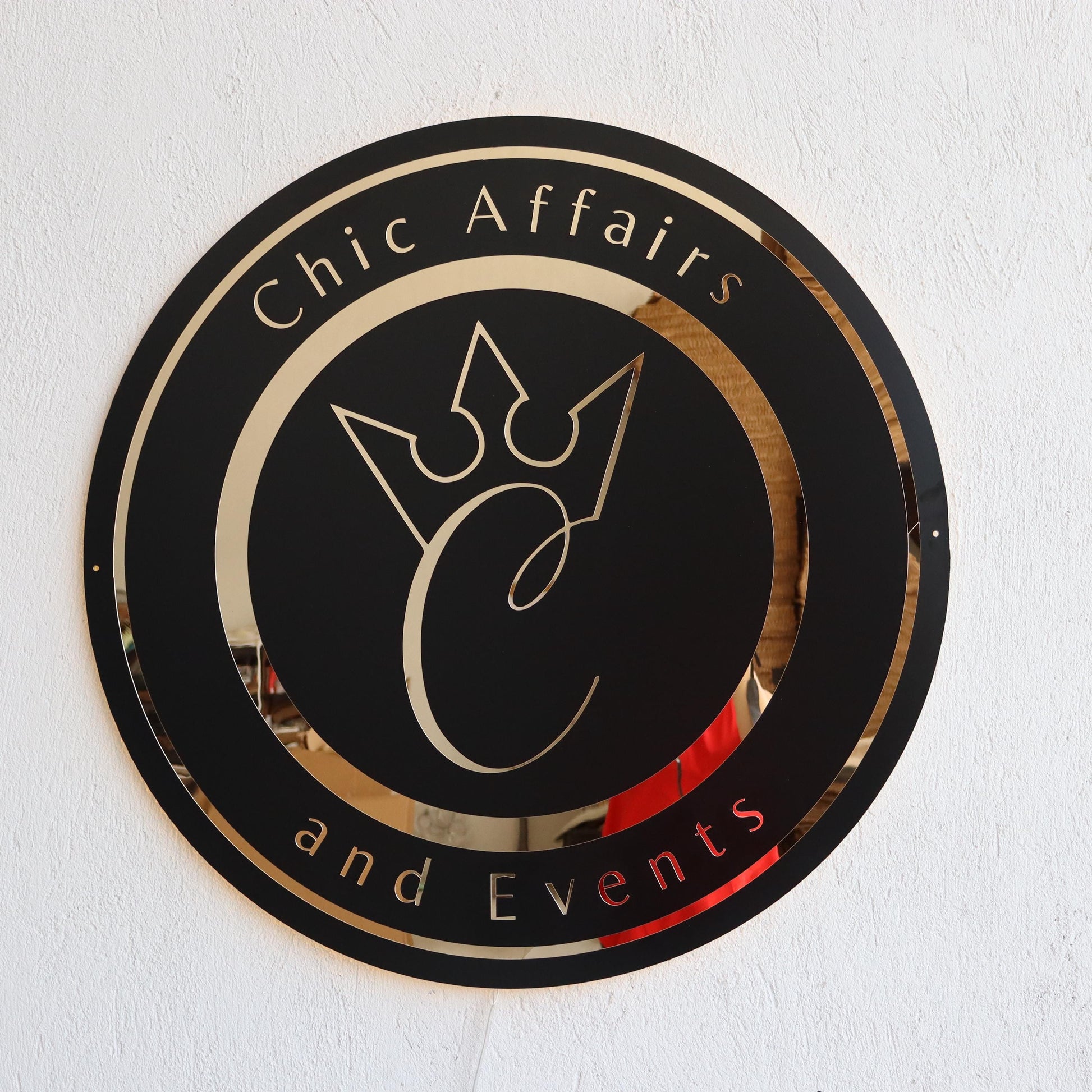 Business Black Round Mirror Logo Sign, Custom 3D Acrylic Sign, Modern Office Wall Decor, Personalized Company Logo, Reception Desk Sign