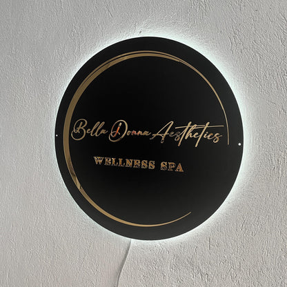 Custom Black Neon Business Logo Sign, Backlit Acrylic Sign, Personalized Business Name Sign, Salon Wall Decor, Office Sign, Storefront Sign