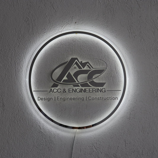 Custom Silver Neon Sign Business Logo, Backlit Acrylic Sign, Personalized Business Name Sign, Salon Wall Decor, Office Sign, Storefront Sign