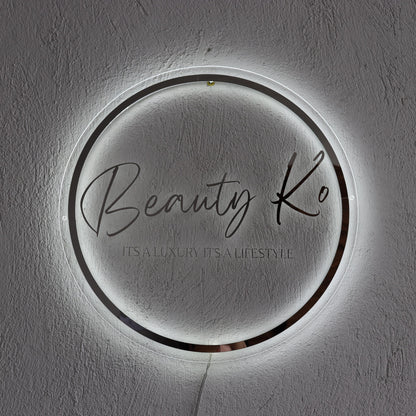 Custom Silver Neon Sign Business Logo, Backlit Acrylic Sign, Personalized Business Name Sign, Salon Wall Decor, Office Sign, Storefront Sign