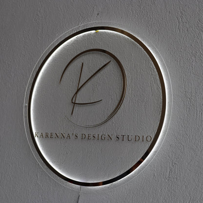 Gold Mirror Custom Sign Business Logo, Backlit Acrylic Sign, Personalized Business Name Sign, Salon Wall Decor, Office Sign, Storefront Sign