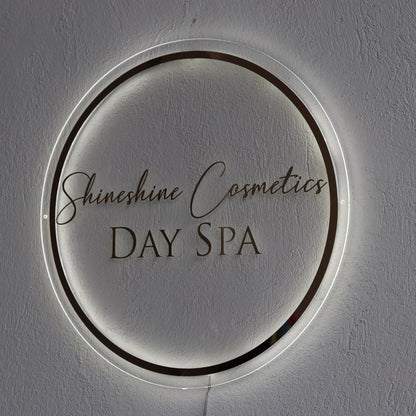 Gold Mirror Custom Sign Business Logo, Backlit Acrylic Sign, Personalized Business Name Sign, Salon Wall Decor, Office Sign, Storefront Sign