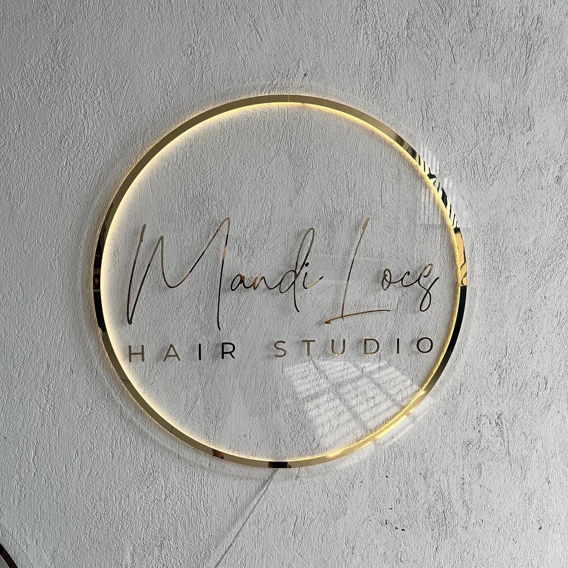 Gold Mirror Custom Sign Business Logo, Backlit Acrylic Sign, Personalized Business Name Sign, Salon Wall Decor, Office Sign, Storefront Sign