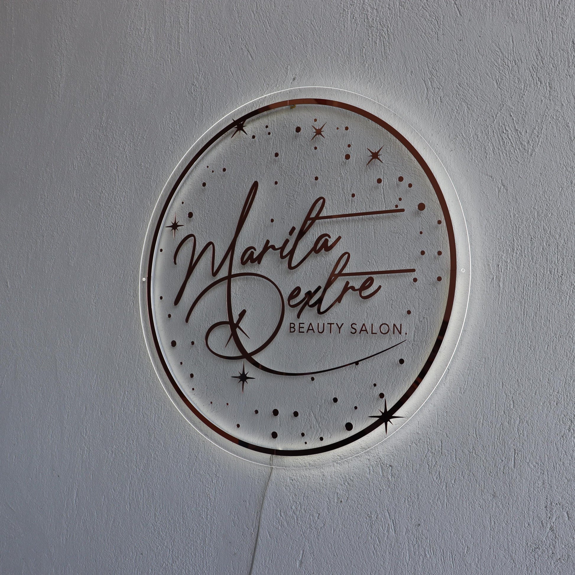 Rose Gold Mirror Custom Sign Business Logo, Backlit Acrylic Sign, Personalized Business Name Sign, Salon Wall Decor, Office Storefront Sign