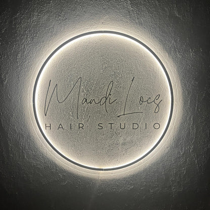 Clear Acrylic Custom Neon Sign, Backlit Acrylic Sign, Personalized Business Name Sign, Salon Wall Decor, Office Sign, Storefront Sign