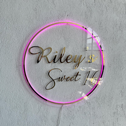 Gold Mirror Custom Sign Business Logo, Backlit Acrylic Sign, Personalized Business Name Sign, Salon Wall Decor, Office Sign, Storefront Sign