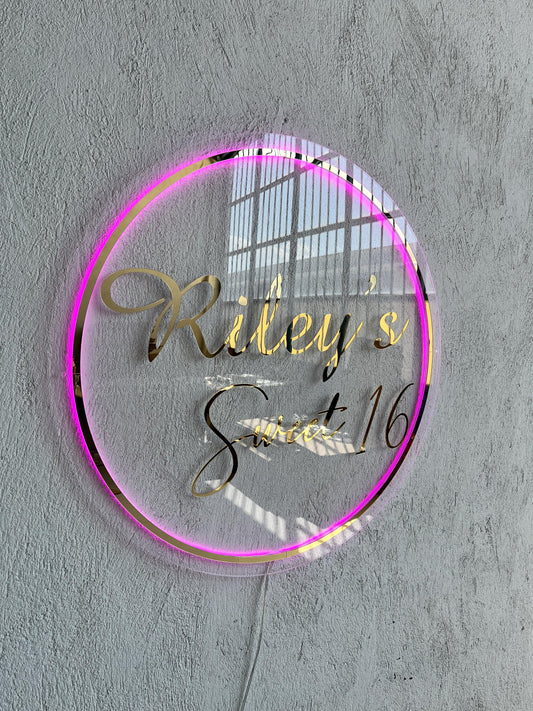 Gold Mirror Custom Sign Business Logo, Backlit Acrylic Sign, Personalized Business Name Sign, Salon Wall Decor, Office Sign, Storefront Sign