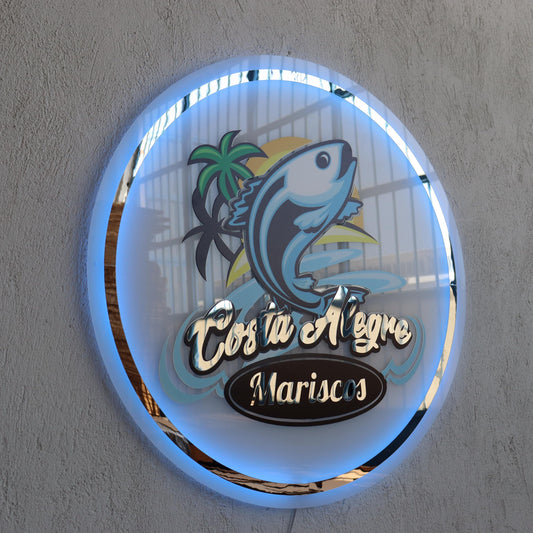Uv Print Custom Sign Business Logo, Backlit Acrylic Sign, Personalized Business Name Sign, Salon Wall Decor, Office Sign, Store Sign