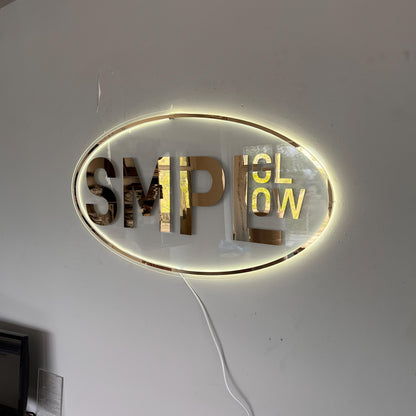 Clear Acrylic Oval Custom Neon Sign, Backlit Acrylic Sign, Personalized Business Name Sign, Salon Wall Decor, Office Sign, Storefront Sign