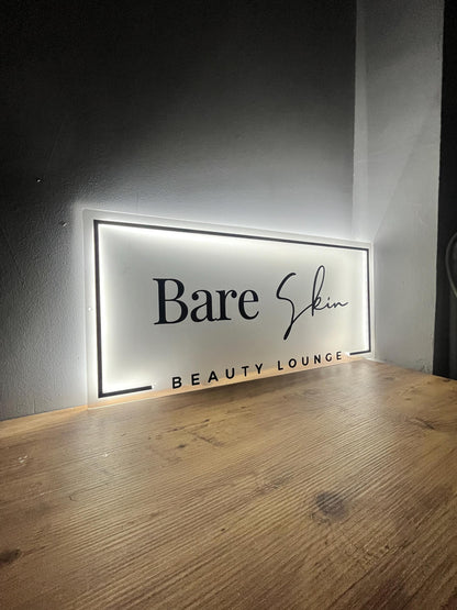 Frosted Acrylic Rectangle Custom Neon Sign, Backlit Acrylic Sign, Personalized Business Name Sign, Salon Wall Decor, Office Sign, Store Sign