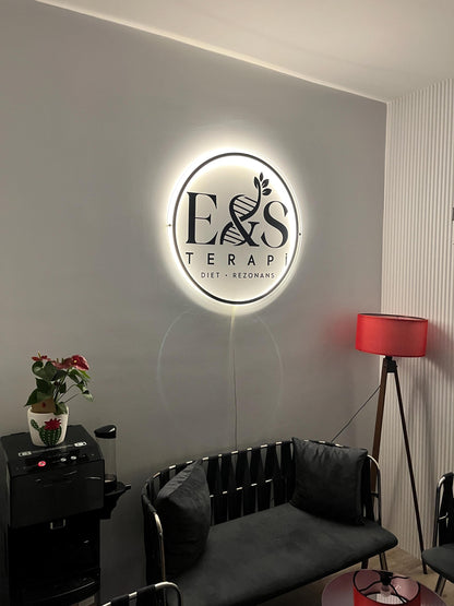 Clear Acrylic Round Custom Neon Sign, Backlit Acrylic Sign, Personalized Business Name Sign, Salon Wall Decor, Office Sign, Storefront Sign