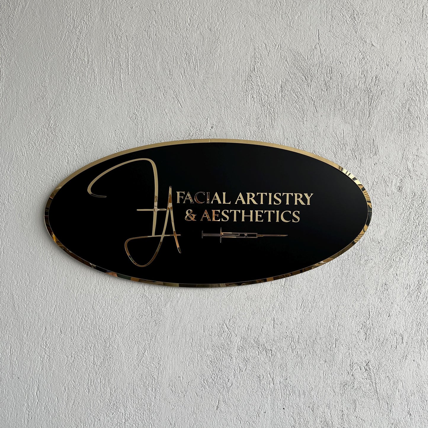 Business Oval Mirror Logo Sign, Custom 3D Acrylic Sign, Modern Office Wall Decor, Personalized Company Logo, Reception Desk Sign