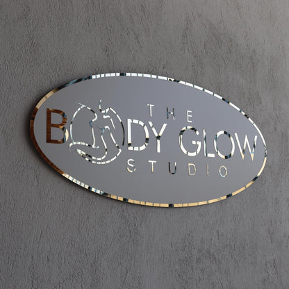 Business Mirror Logo Sign, Custom 3D Acrylic Sign, Modern Office Wall Decor, Personalized Company Logo, Reception Desk Sign