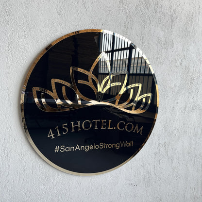 Business Round Mirror Logo Sign, Custom 3D Acrylic Sign, Modern Office Wall Decor, Personalized Company Logo, Reception Desk Sign