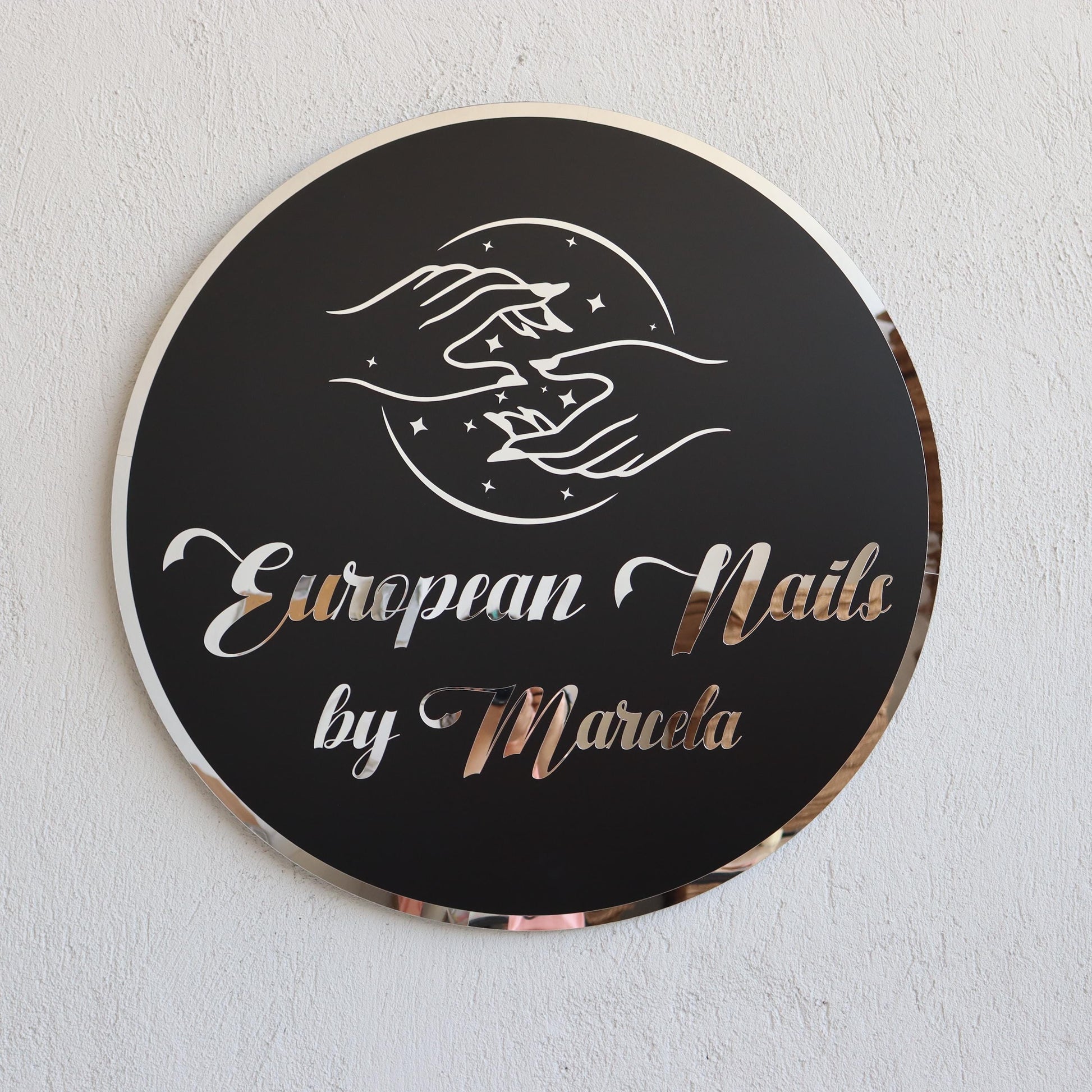 Business Round Mirror Logo Sign, Custom 3D Acrylic Sign, Modern Office Wall Decor, Personalized Company Logo, Reception Desk Sign