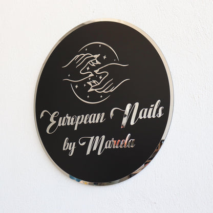 Business Round Mirror Logo Sign, Custom 3D Acrylic Sign, Modern Office Wall Decor, Personalized Company Logo, Reception Desk Sign