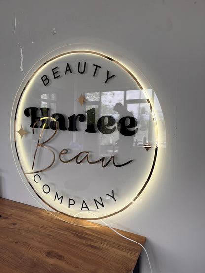 Custom 3D Business Logo Sign, Backlit Acrylic Sign, Personalized Business Name Sign, Salon Wall Decor, Office Sign, Storefront Sign
