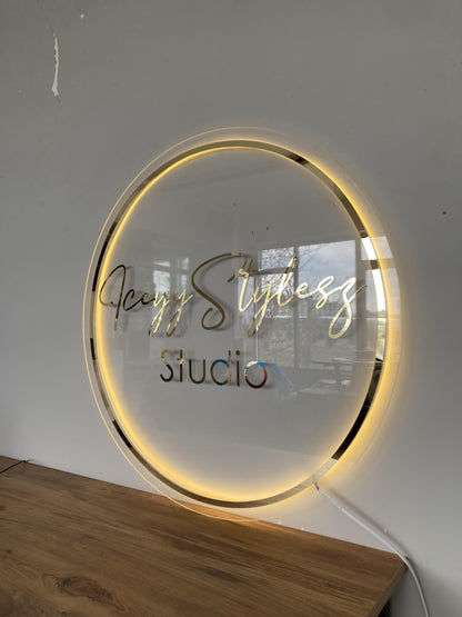 Custom 3D Business Logo Sign, Backlit Acrylic Sign, Personalized Business Name Sign, Salon Wall Decor, Office Sign, Storefront Sign