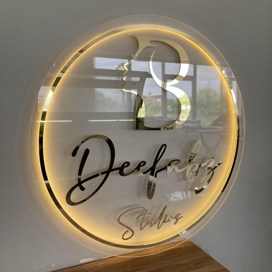 Custom 3D Business Logo Sign, Backlit Acrylic Sign, Personalized Business Name Sign, Salon Wall Decor, Office Sign, Storefront Sign
