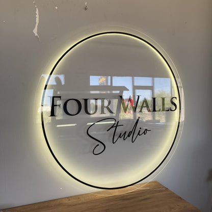 Custom 3D Business Logo Sign, Backlit Acrylic Sign, Personalized Business Name Sign, Salon Wall Decor, Office Sign, Storefront Sign
