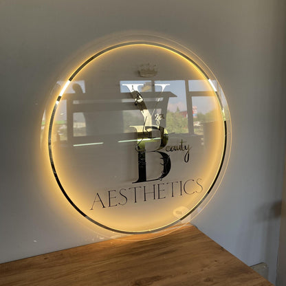 Custom 3D Business Logo Sign, Backlit Acrylic Sign, Personalized Business Name Sign, Salon Wall Decor, Office Sign, Storefront Sign