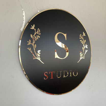 Business Round Mirror Logo Sign, Custom 3D Acrylic Sign, Modern Office Wall Decor, Personalized Company Logo, Reception Desk Sign