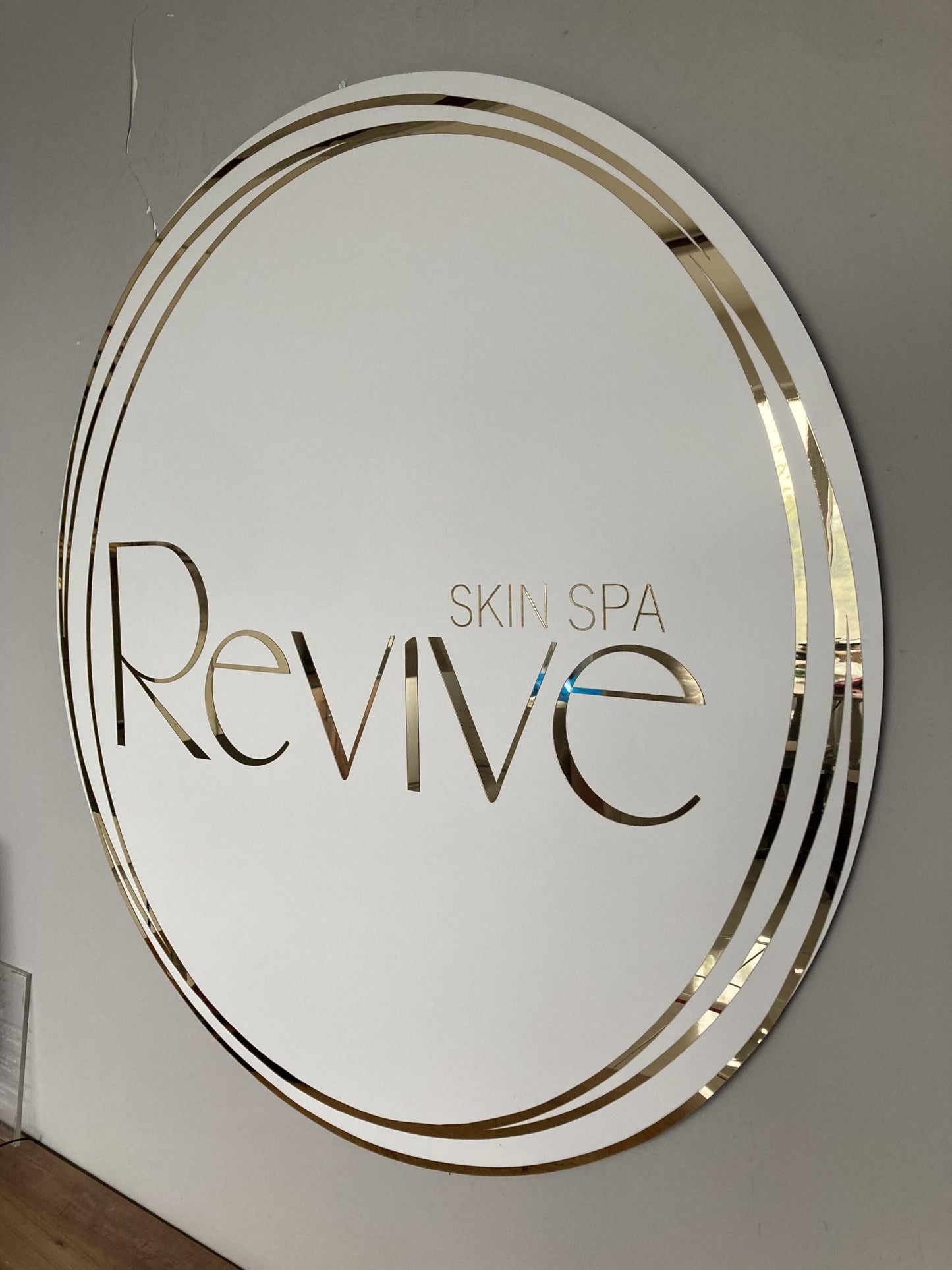 Business Round Mirror Logo Sign, Custom 3D Acrylic Sign, Modern Office Wall Decor, Personalized Company Logo, Reception Desk Sign