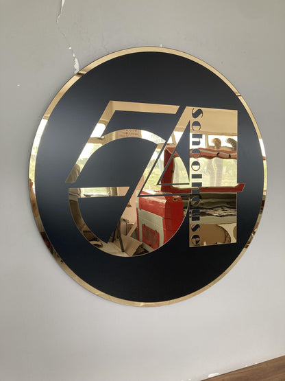 Business Round Mirror Logo Sign, Custom 3D Acrylic Sign, Modern Office Wall Decor, Personalized Company Logo, Reception Desk Sign