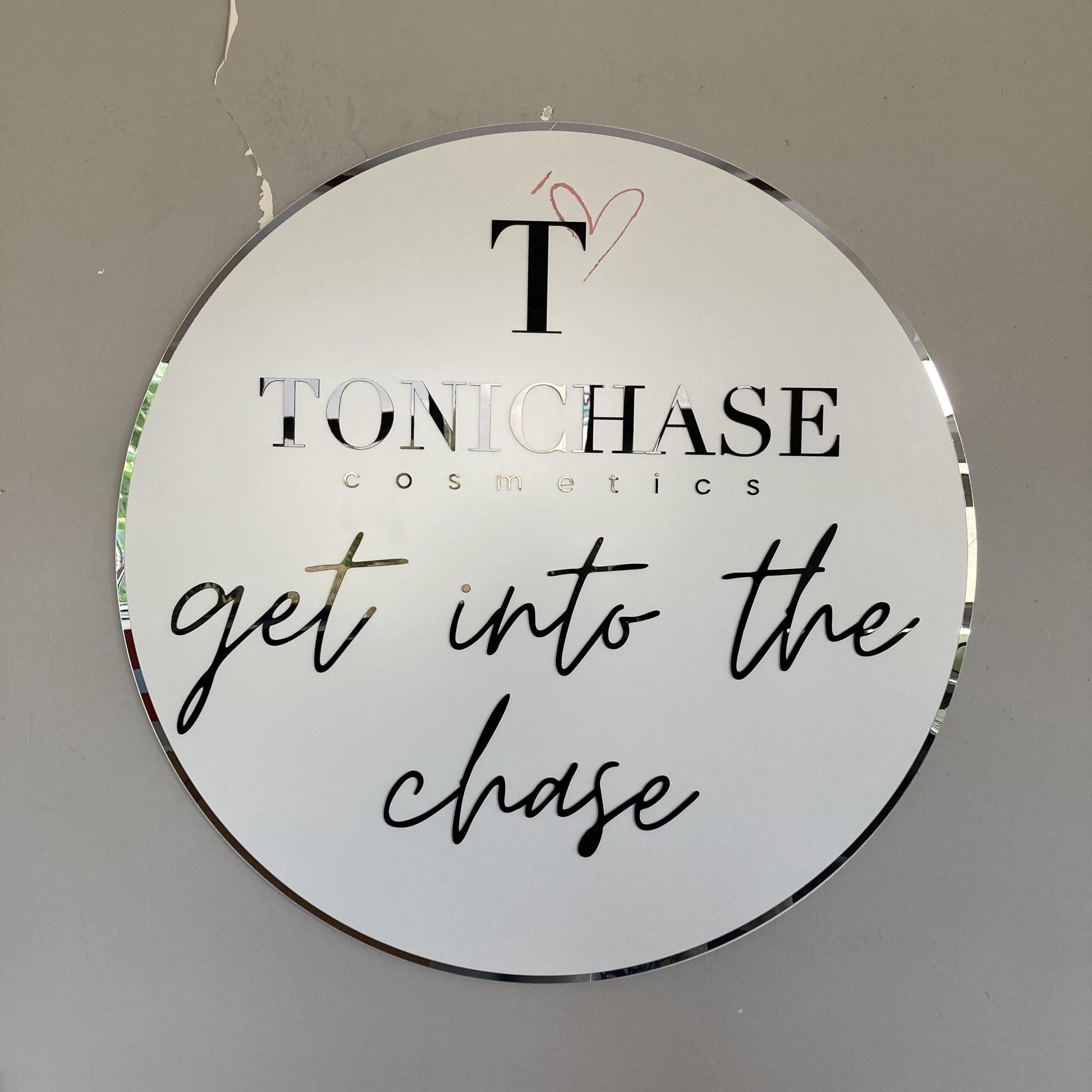 Business Round Mirror Logo Sign, Custom 3D Acrylic Sign, Modern Office Wall Decor, Personalized Company Logo, Reception Desk Sign