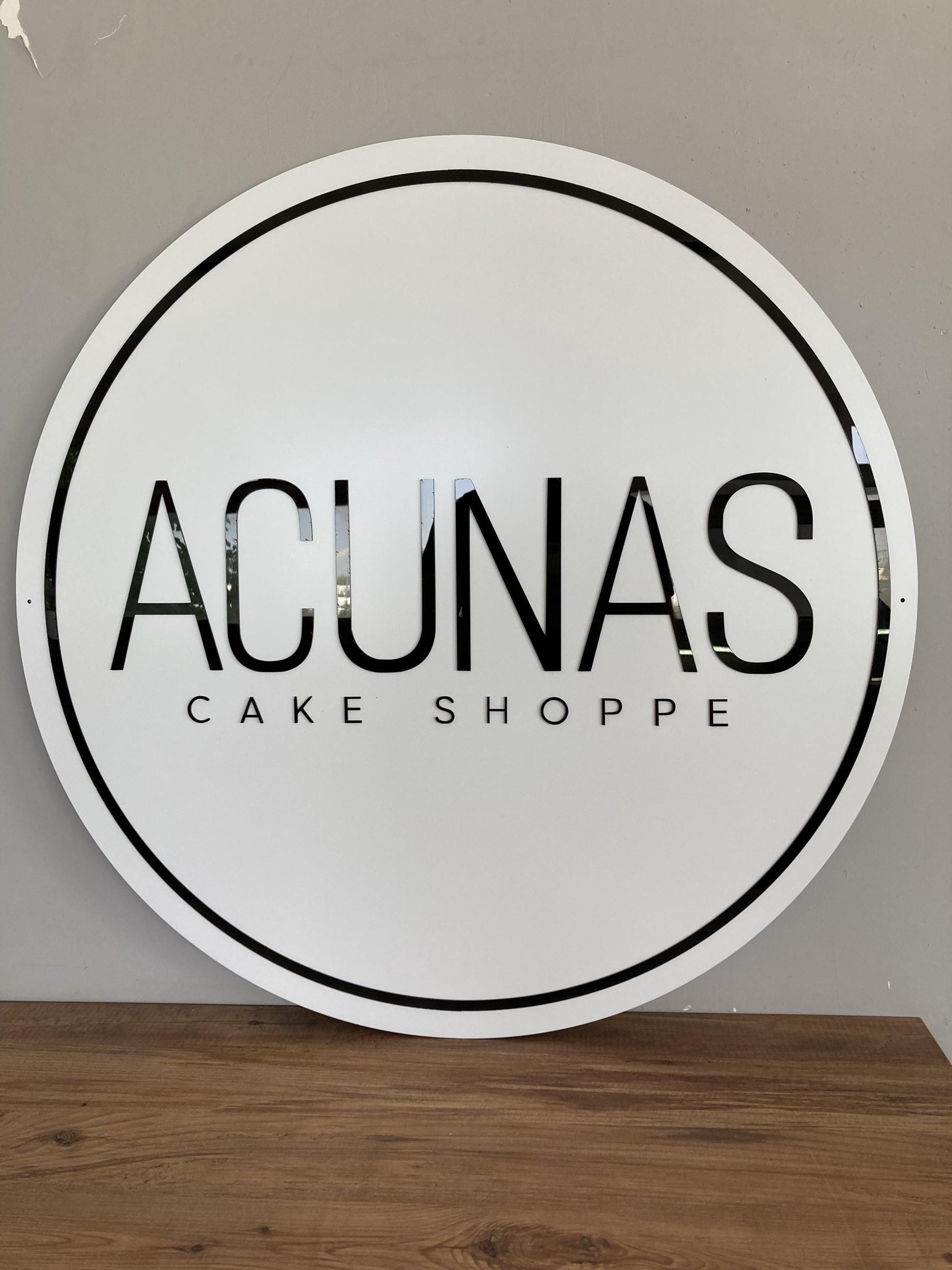 Business Round Mirror Logo Sign, Custom 3D Acrylic Sign, Modern Office Wall Decor, Personalized Company Logo, Reception Desk Sign