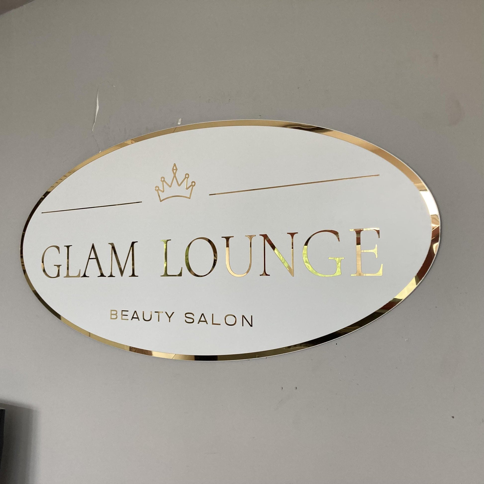 Business Oval Mirror Logo Sign, Custom 3D Acrylic Sign, Modern Office Wall Decor, Personalized Company Logo, Reception Desk Sign