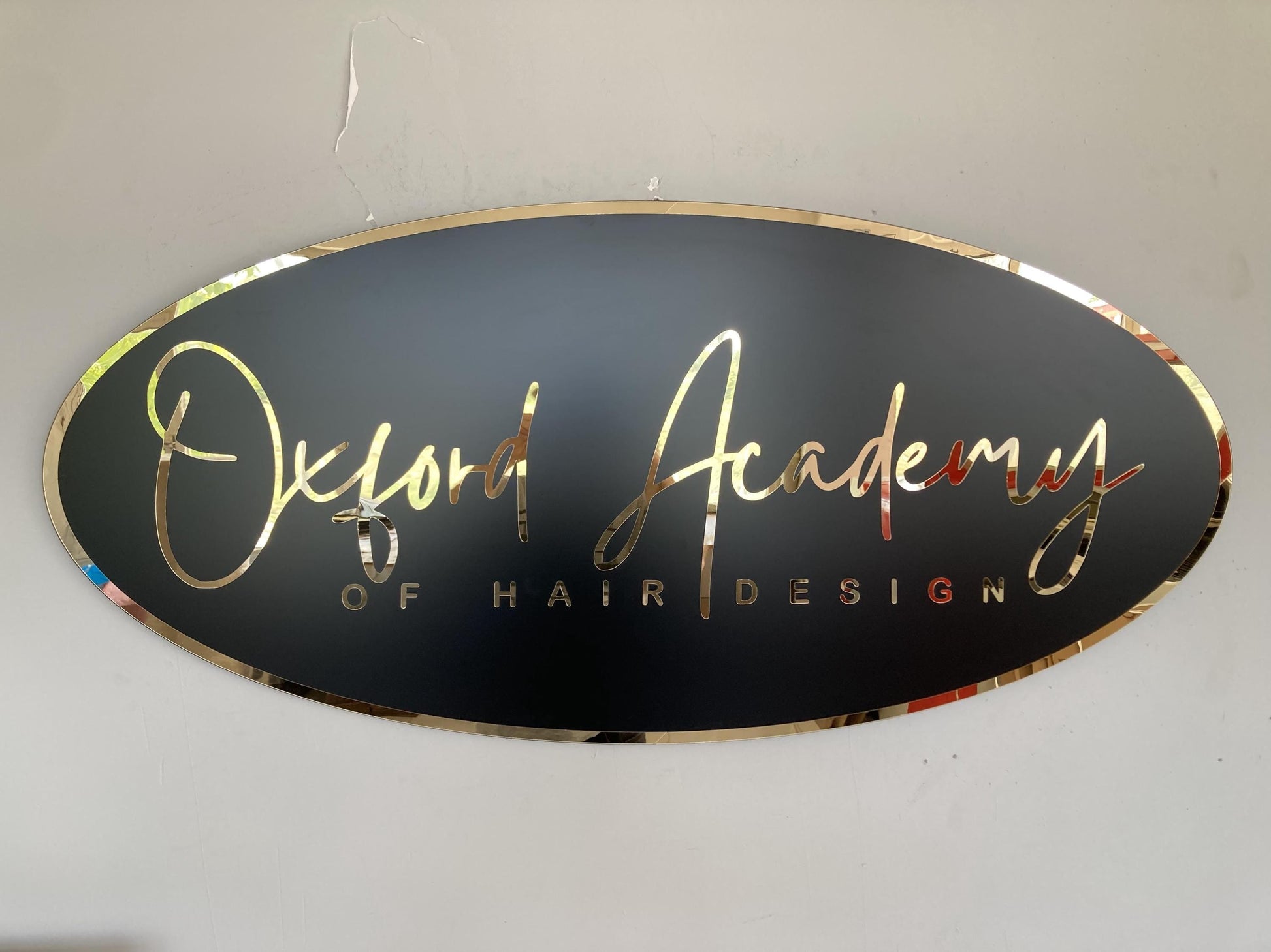 Business Oval Mirror Logo Sign, Custom 3D Acrylic Sign, Modern Office Wall Decor, Personalized Company Logo, Reception Desk Sign