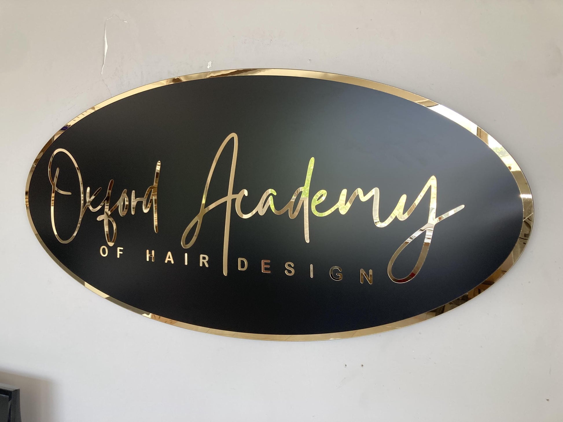 Business Oval Mirror Logo Sign, Custom 3D Acrylic Sign, Modern Office Wall Decor, Personalized Company Logo, Reception Desk Sign