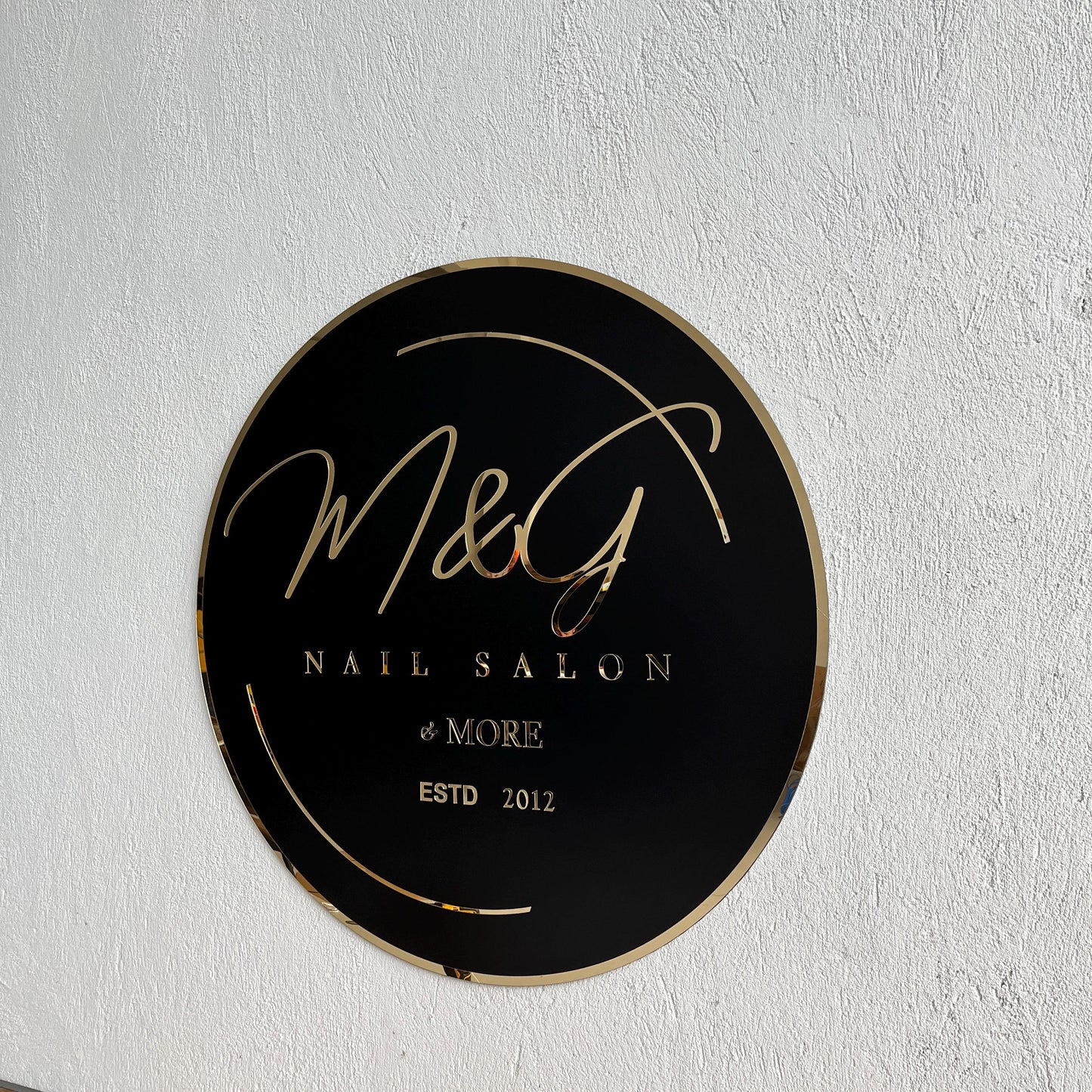 Business Black Round Mirror Logo Sign, Custom 3D Acrylic Sign, Modern Office Wall Decor, Personalized Company Logo, Reception Desk Sign